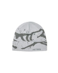 Gray beanie with black pattern and Arc'teryx logo on a beige background