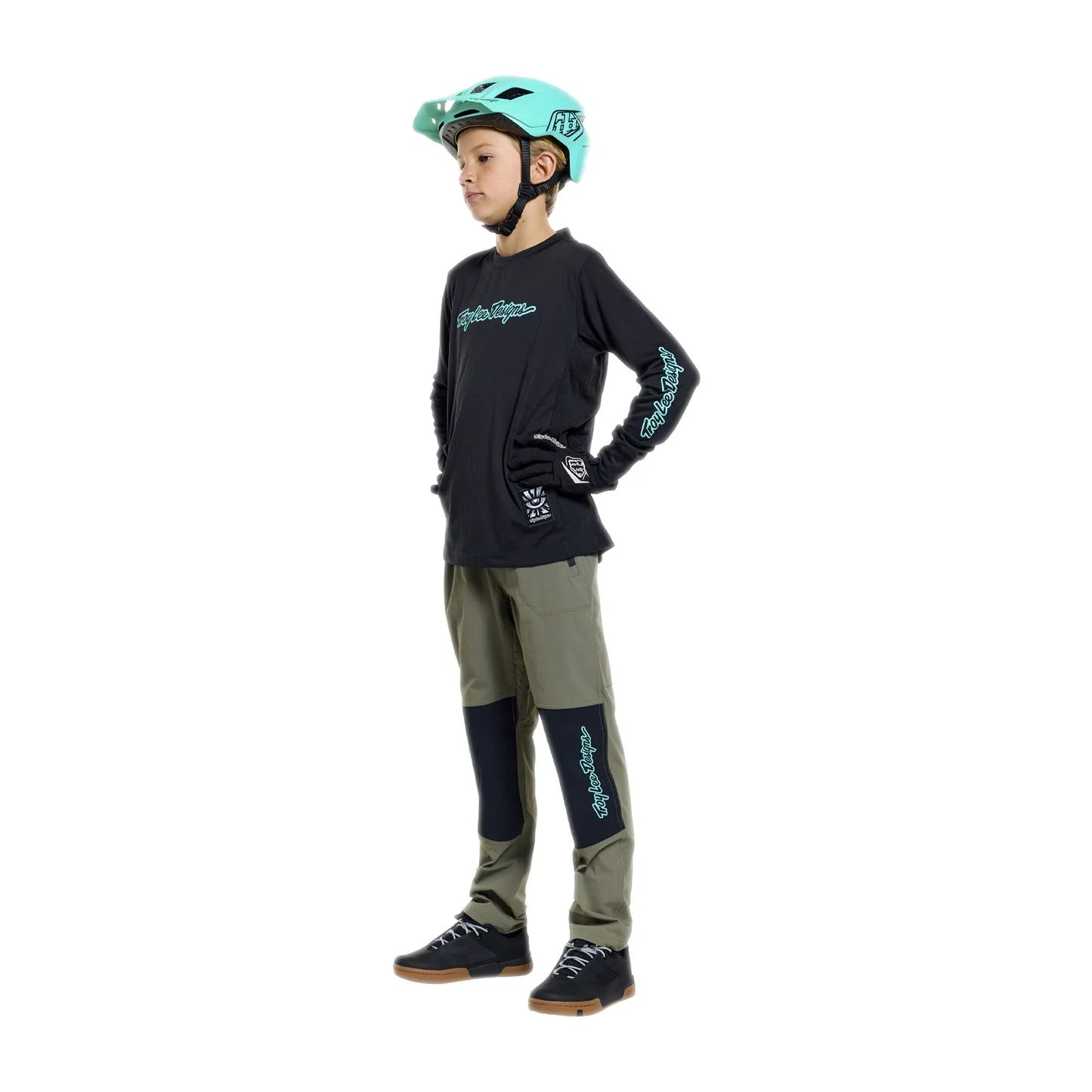 Troy Lee Designs Youth Skyline Ride LS Tee Signature Black / Real Teal